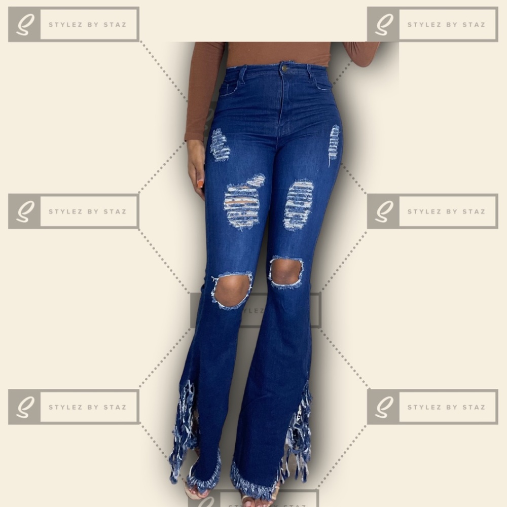 Tassle Tear Jeans (Dark)